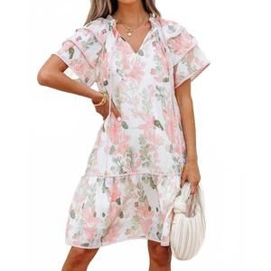 NEW BABS+BIRDIE peyton floral mini dress in pink